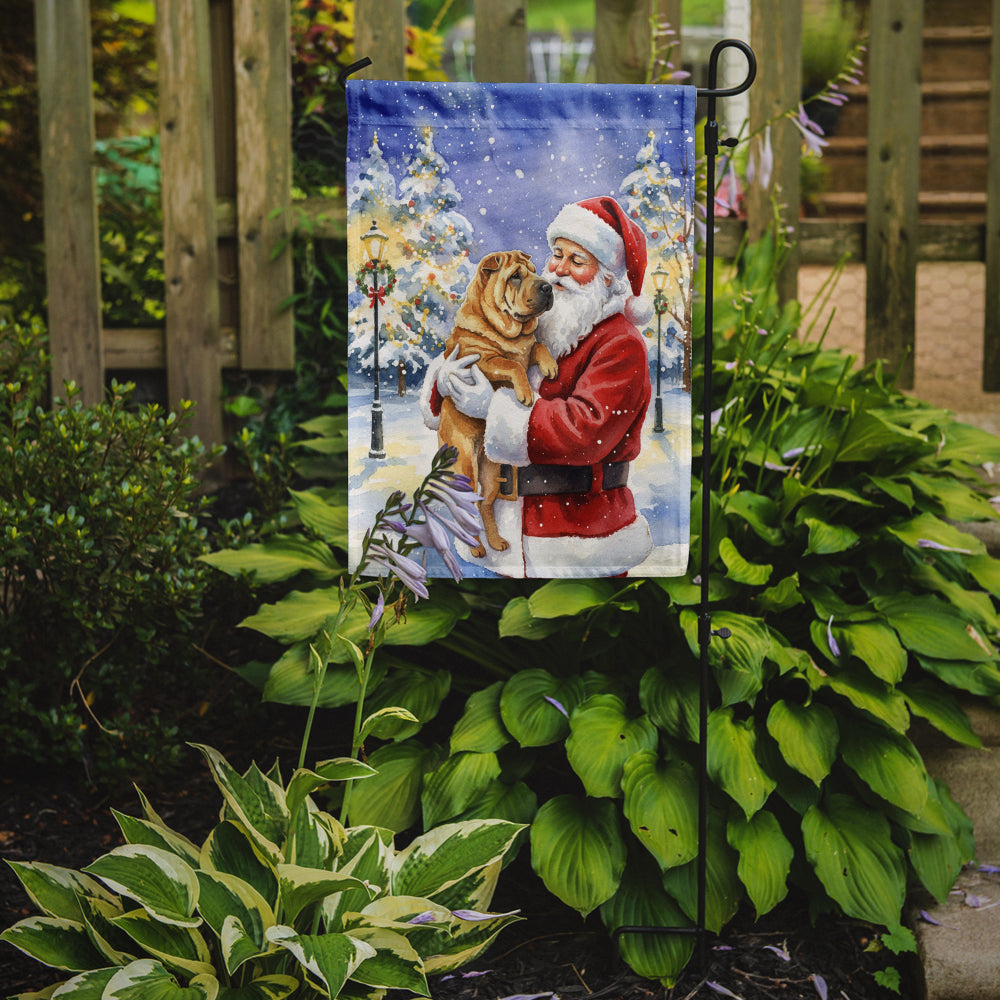 Caroline's Treasures Shar Pei with Santa Claus Garden Flag