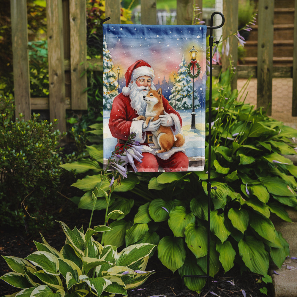 Caroline's Treasures Shiba Inu with Santa Claus Garden Flag