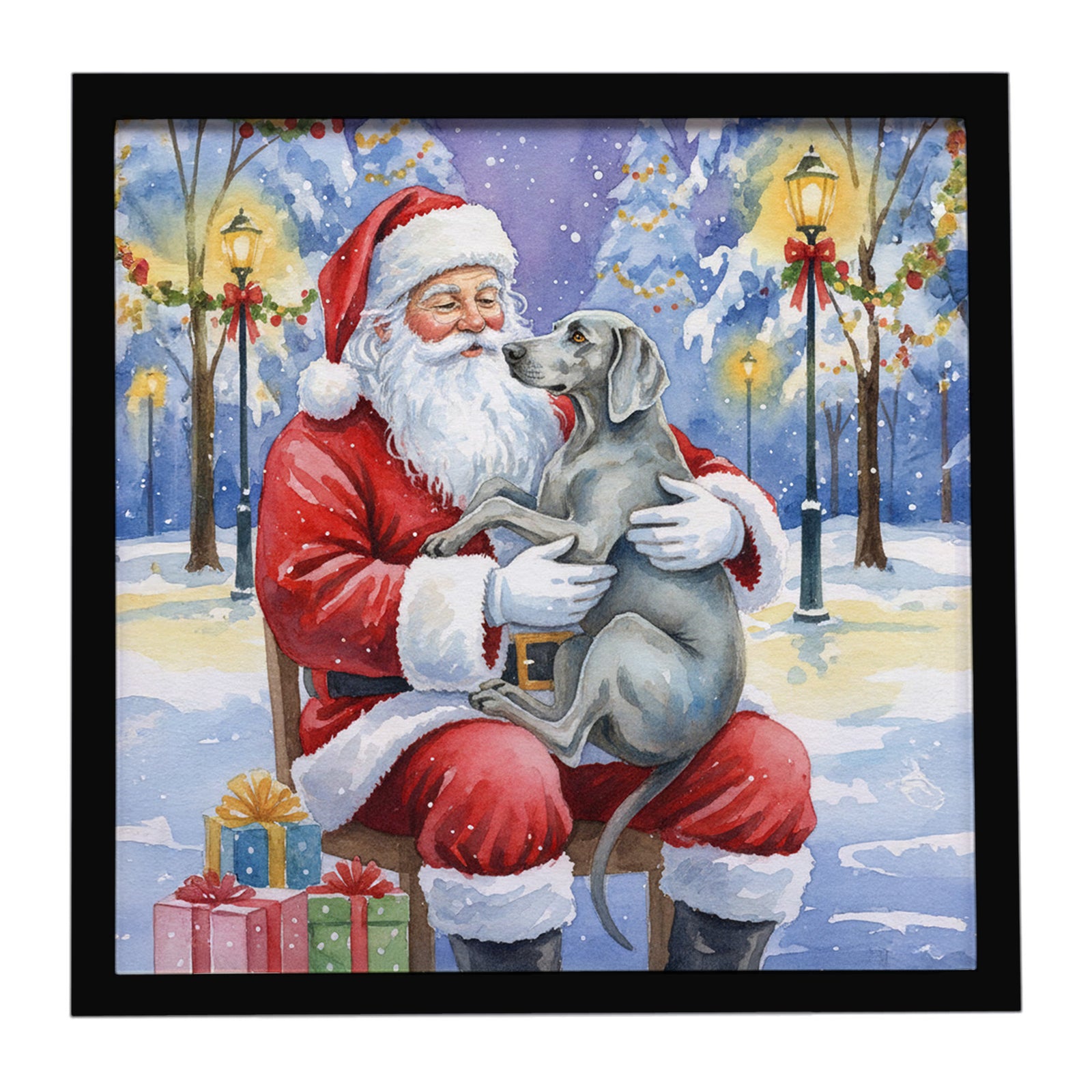 Caroline's Treasures Weimaraner with Santa Claus Framed Metal Print
