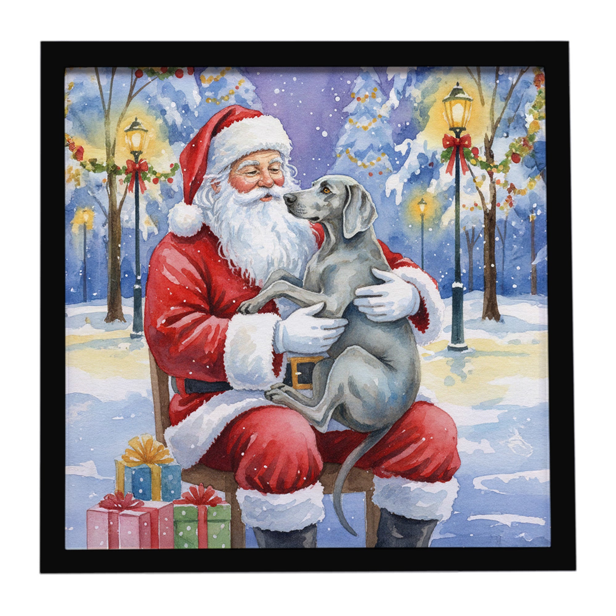Caroline's Treasures Weimaraner with Santa Claus Framed Metal Print