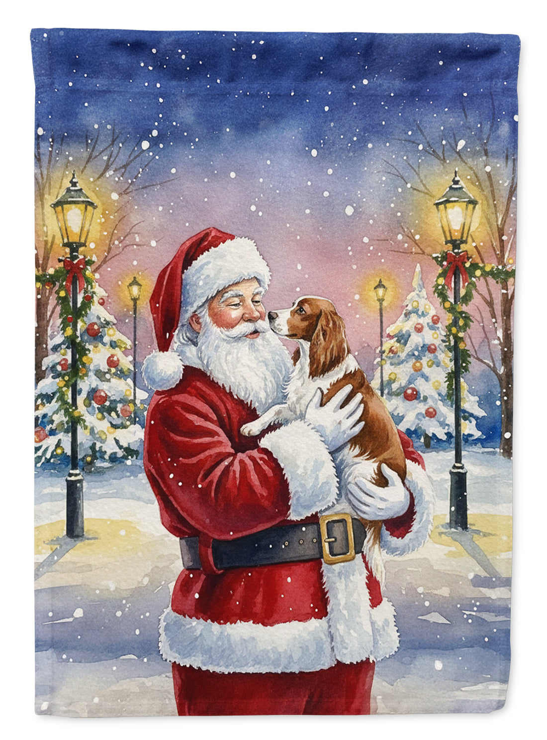 Caroline's Treasures Welsh Springer Spaniel with Santa Claus Garden Flag