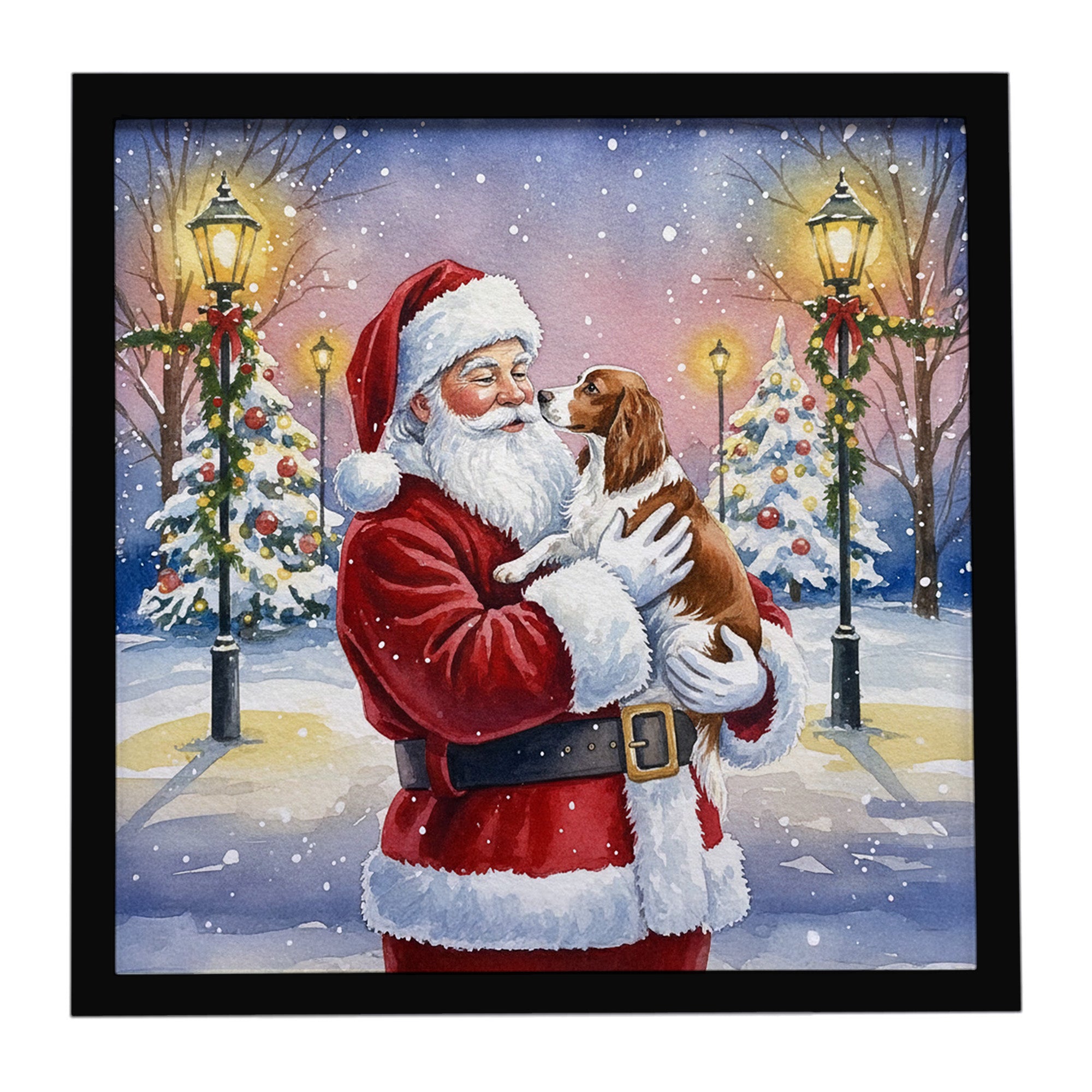 Caroline's Treasures Welsh Springer Spaniel with Santa Claus Framed Metal Print