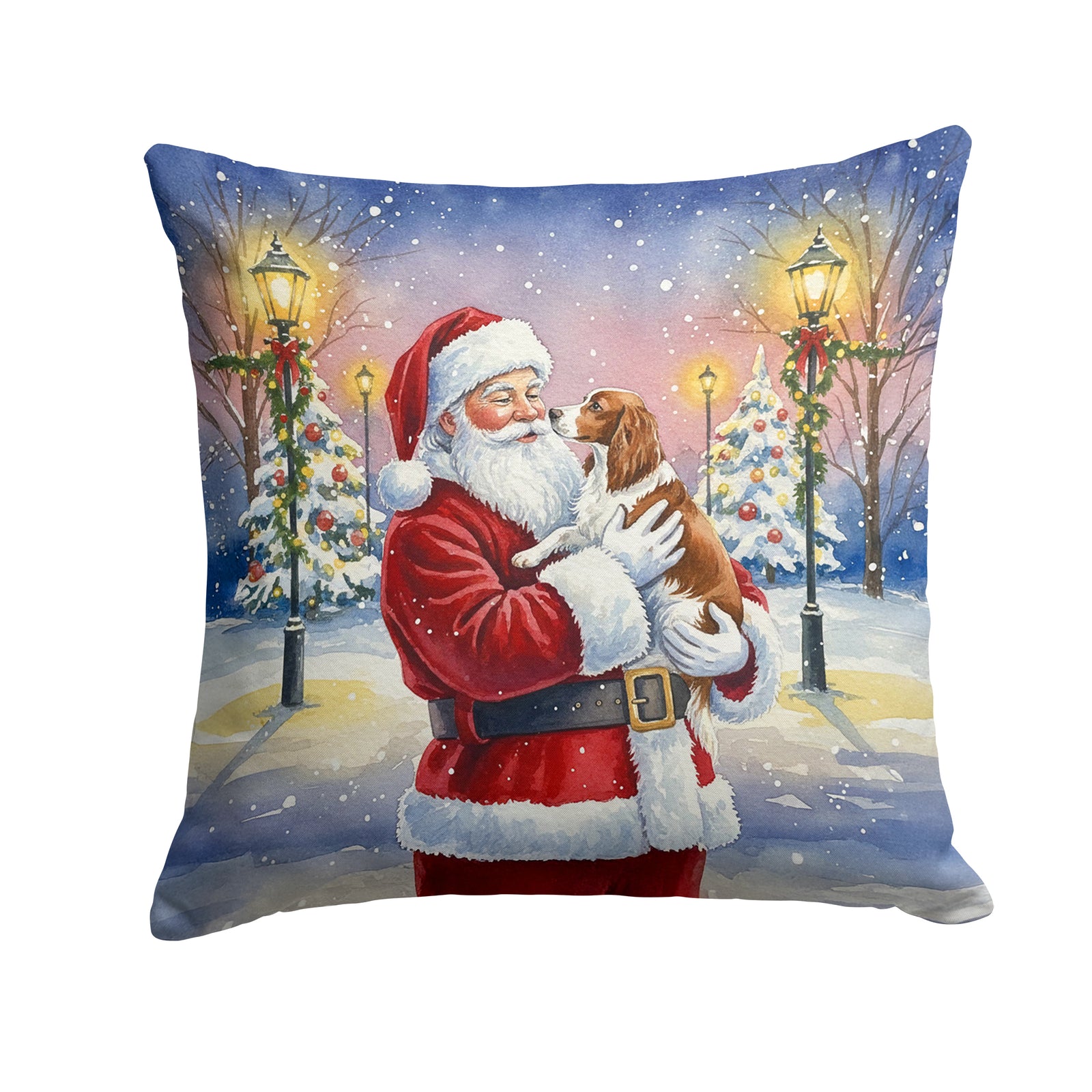Caroline's Treasures Welsh Springer Spaniel with Santa Claus Throw Pillow
