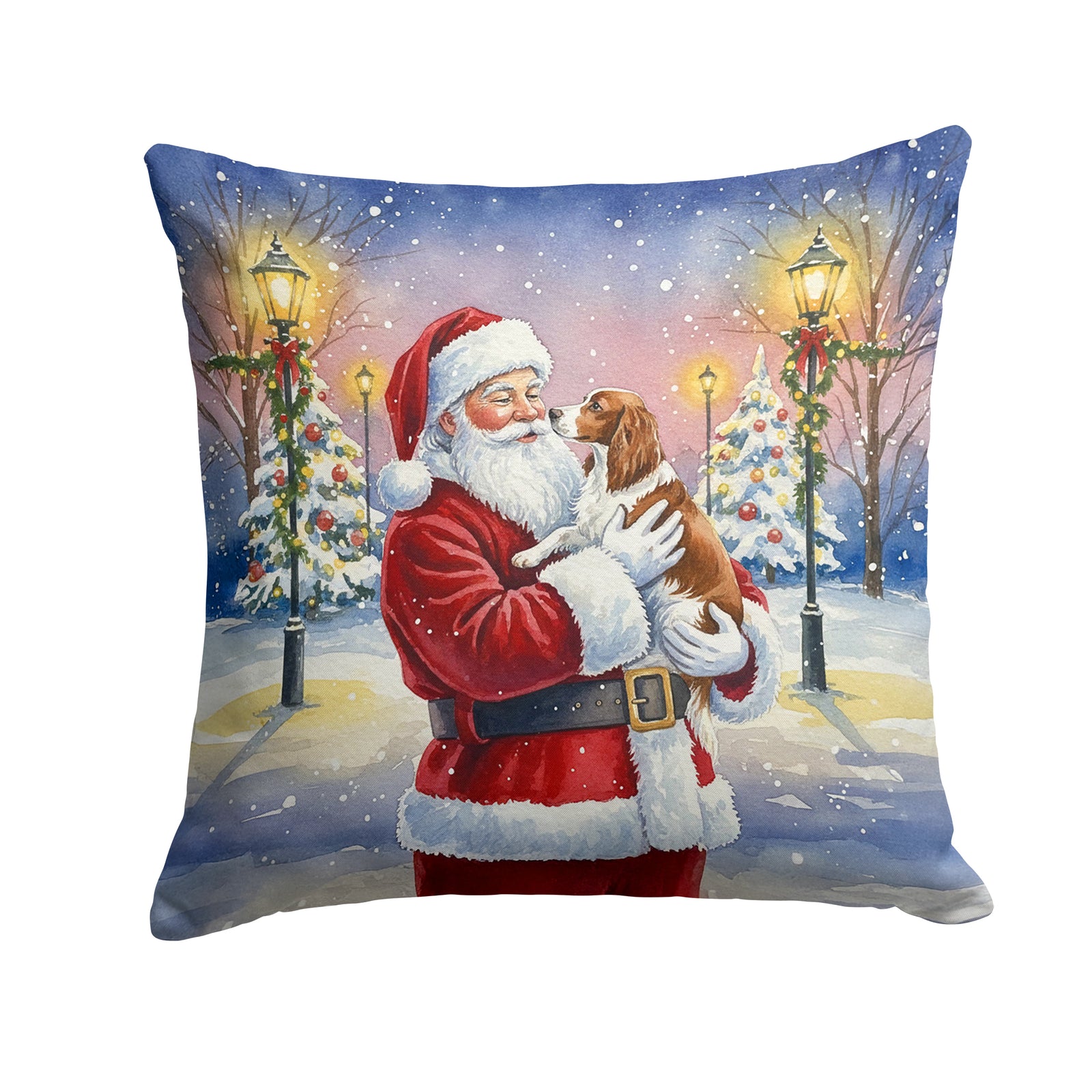 Caroline's Treasures Welsh Springer Spaniel with Santa Claus Throw Pillow