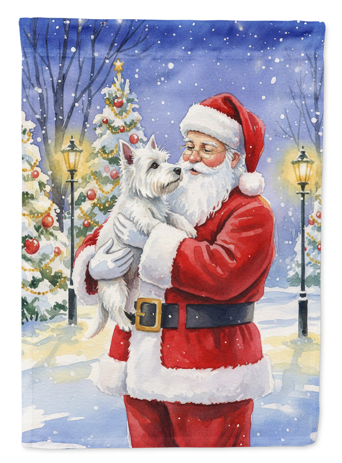 Caroline's Treasures Westie with Santa Claus House Flag