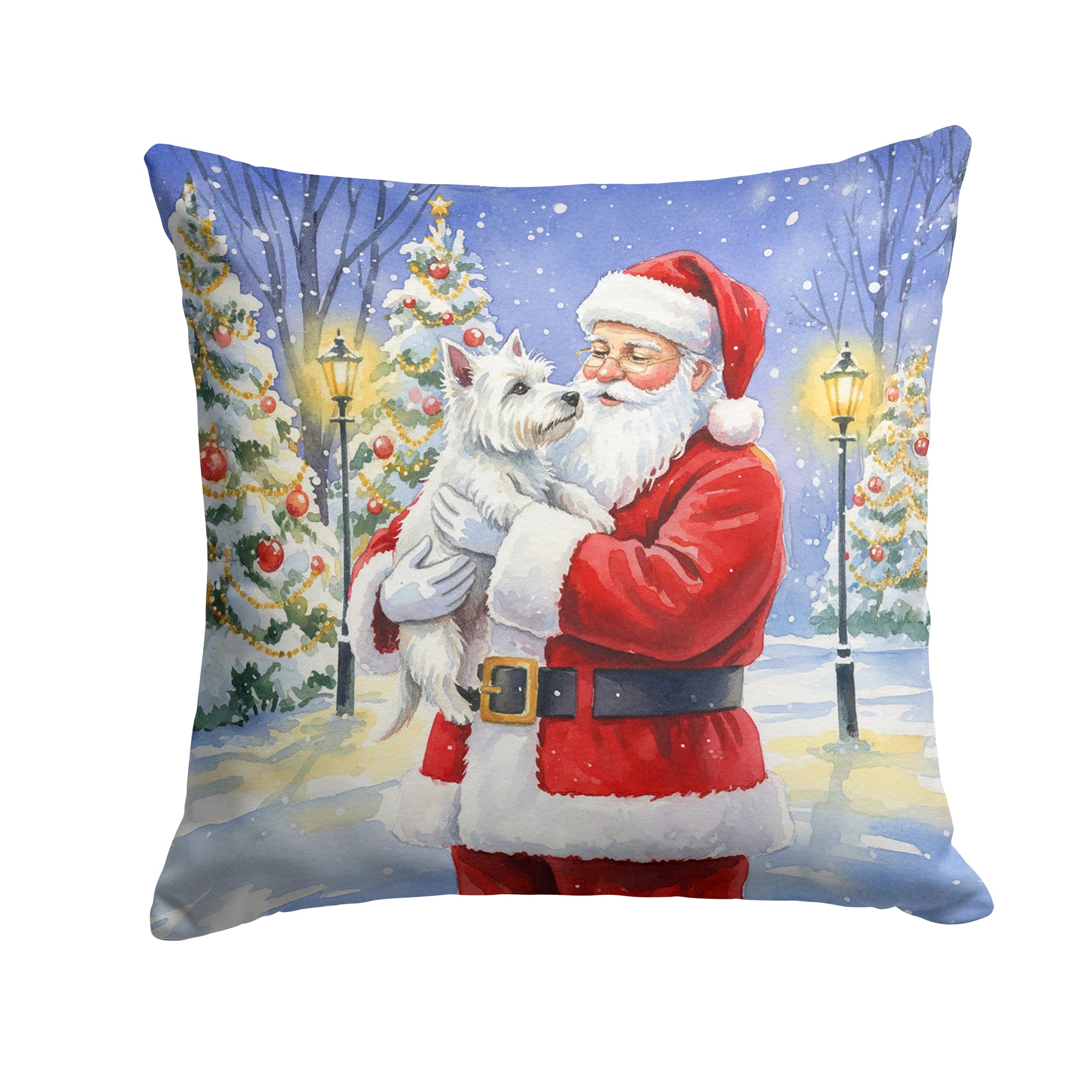 Caroline's Treasures Westie with Santa Claus Throw Pillow