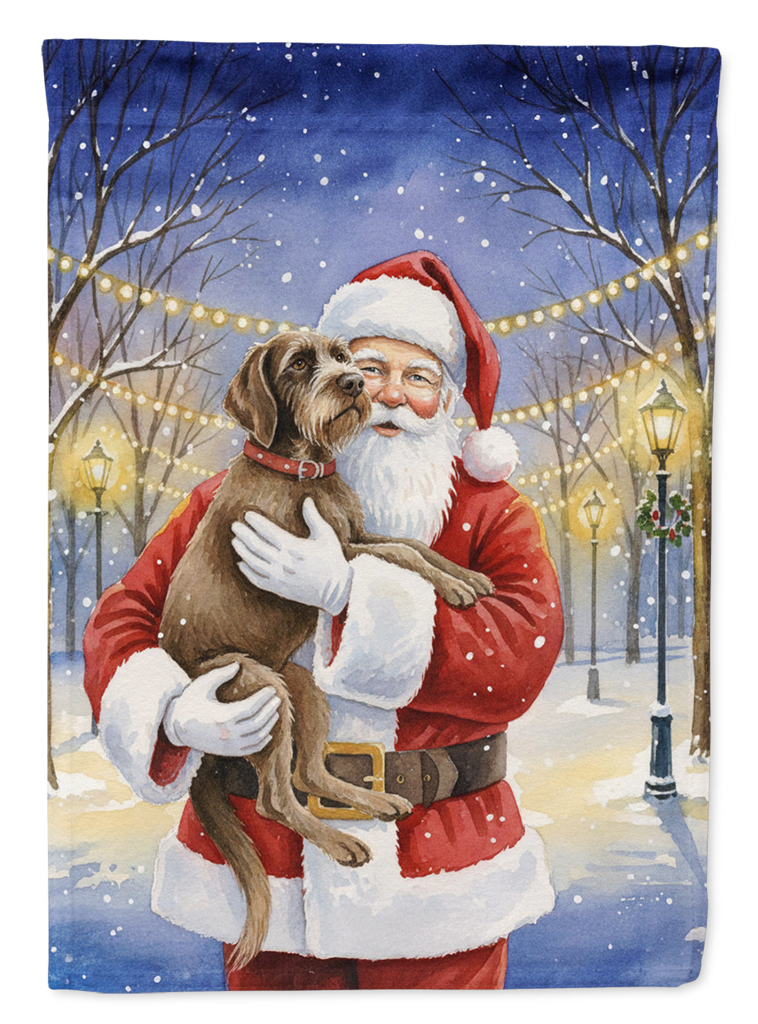 Caroline's Treasures Wirehaired Pointing Griffon with Santa Claus Garden Flag