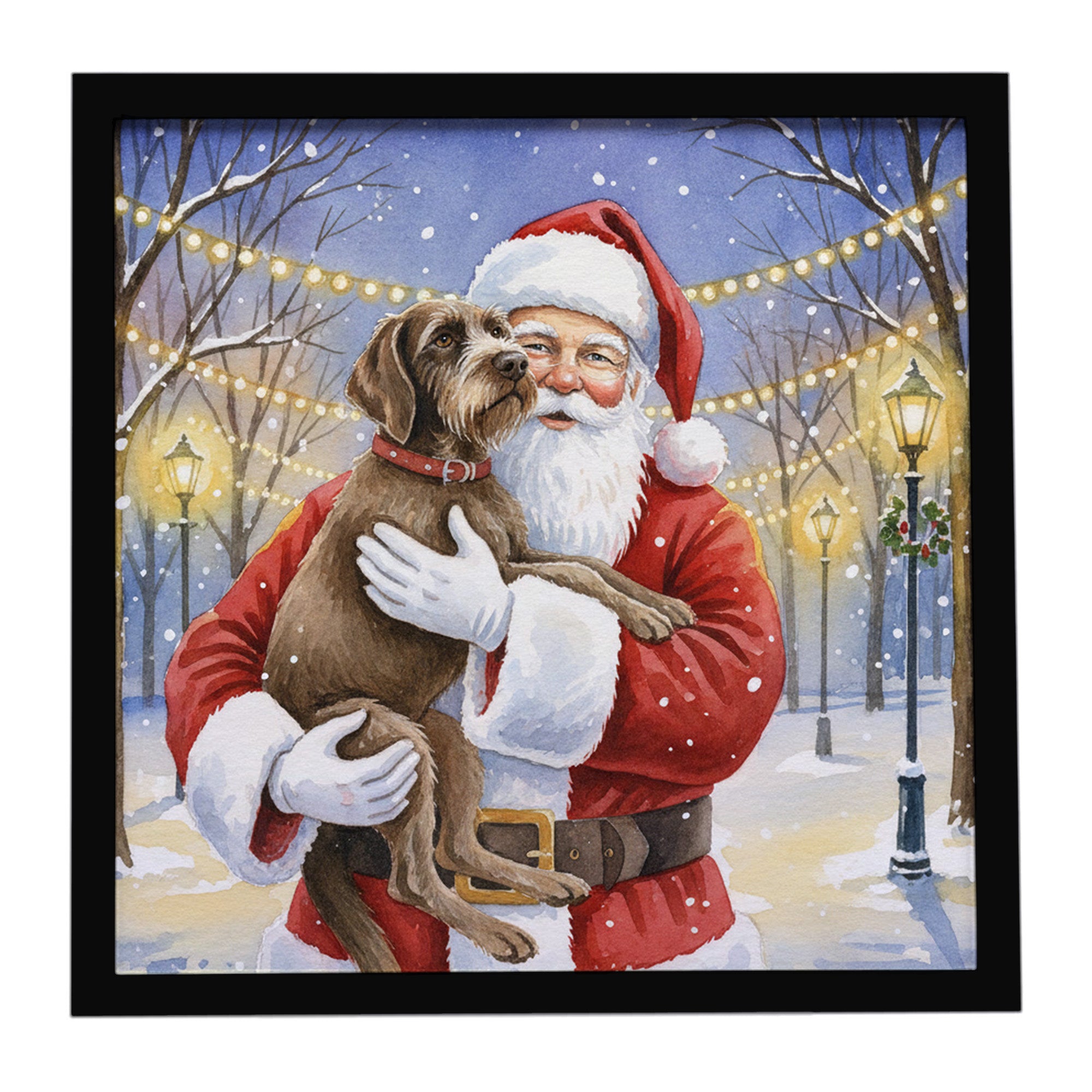 Caroline's Treasures Wirehaired Pointing Griffon with Santa Claus Framed Metal Print