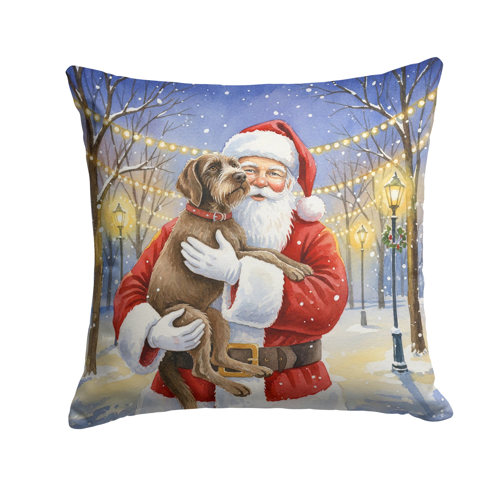 Caroline's Treasures Wirehaired Pointing Griffon with Santa Claus Throw Pillow