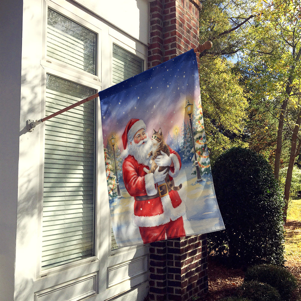 Caroline's Treasures American Bobtail Cat with Santa Claus House Flag