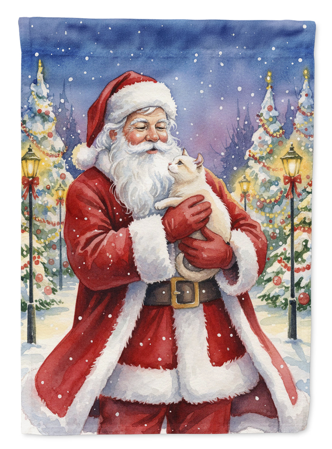 Caroline's Treasures American Curl Cat with Santa Claus House Flag