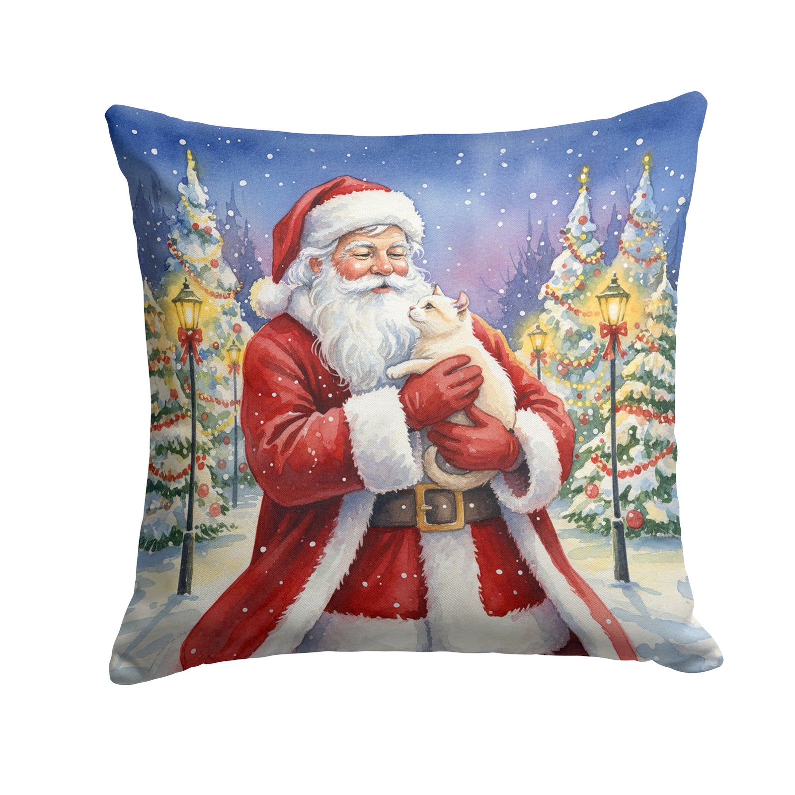 Caroline's Treasures American Curl Cat with Santa Claus Throw Pillow