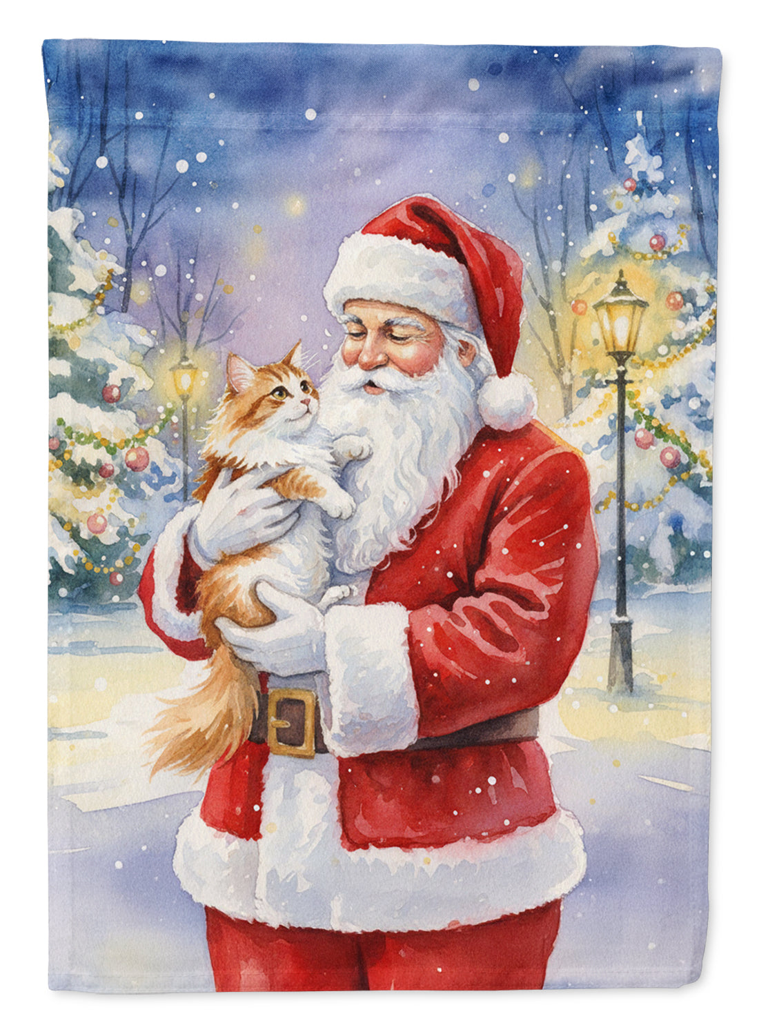 Caroline's Treasures Asian Cat with Santa Claus Garden Flag