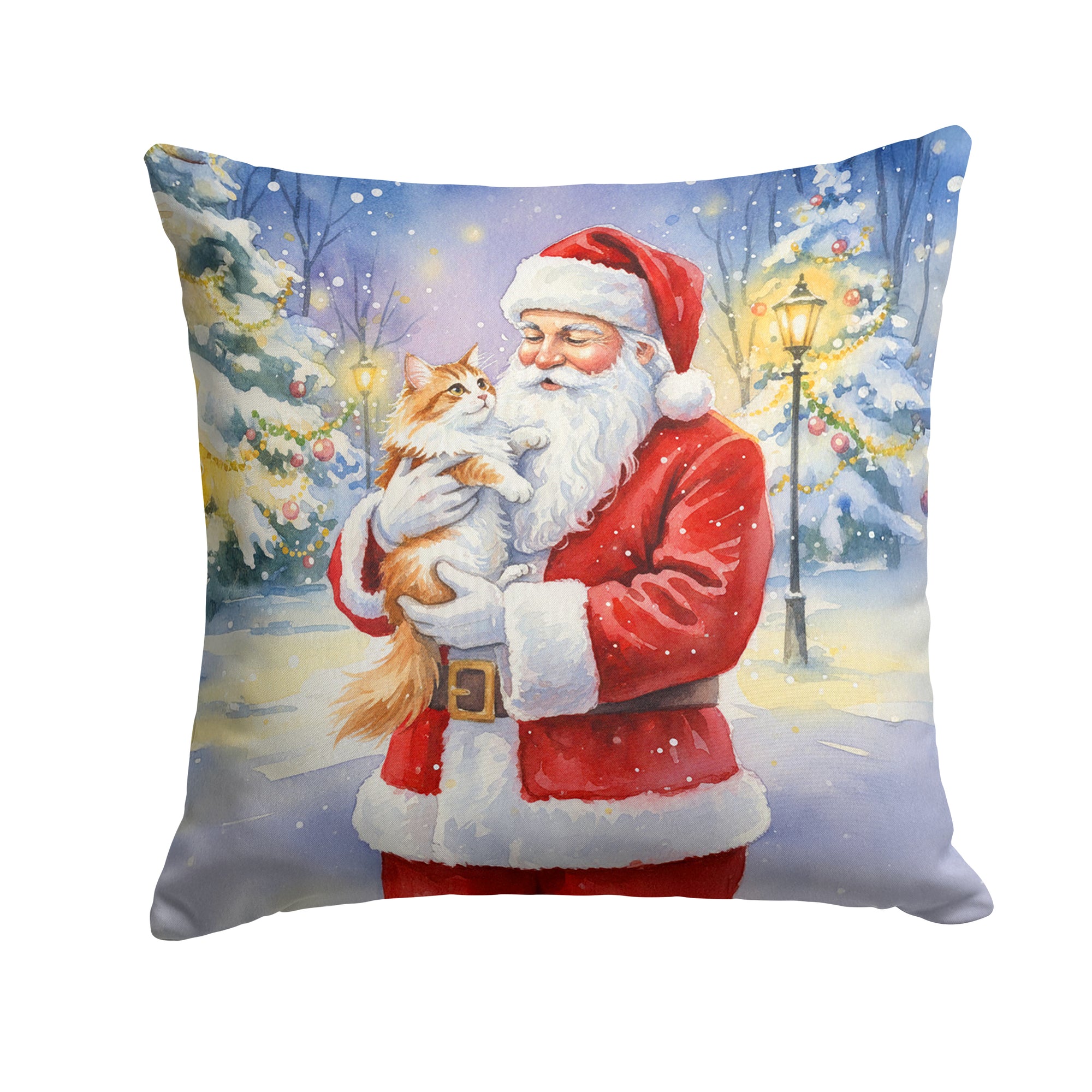 Caroline's Treasures Asian Cat with Santa Claus Throw Pillow