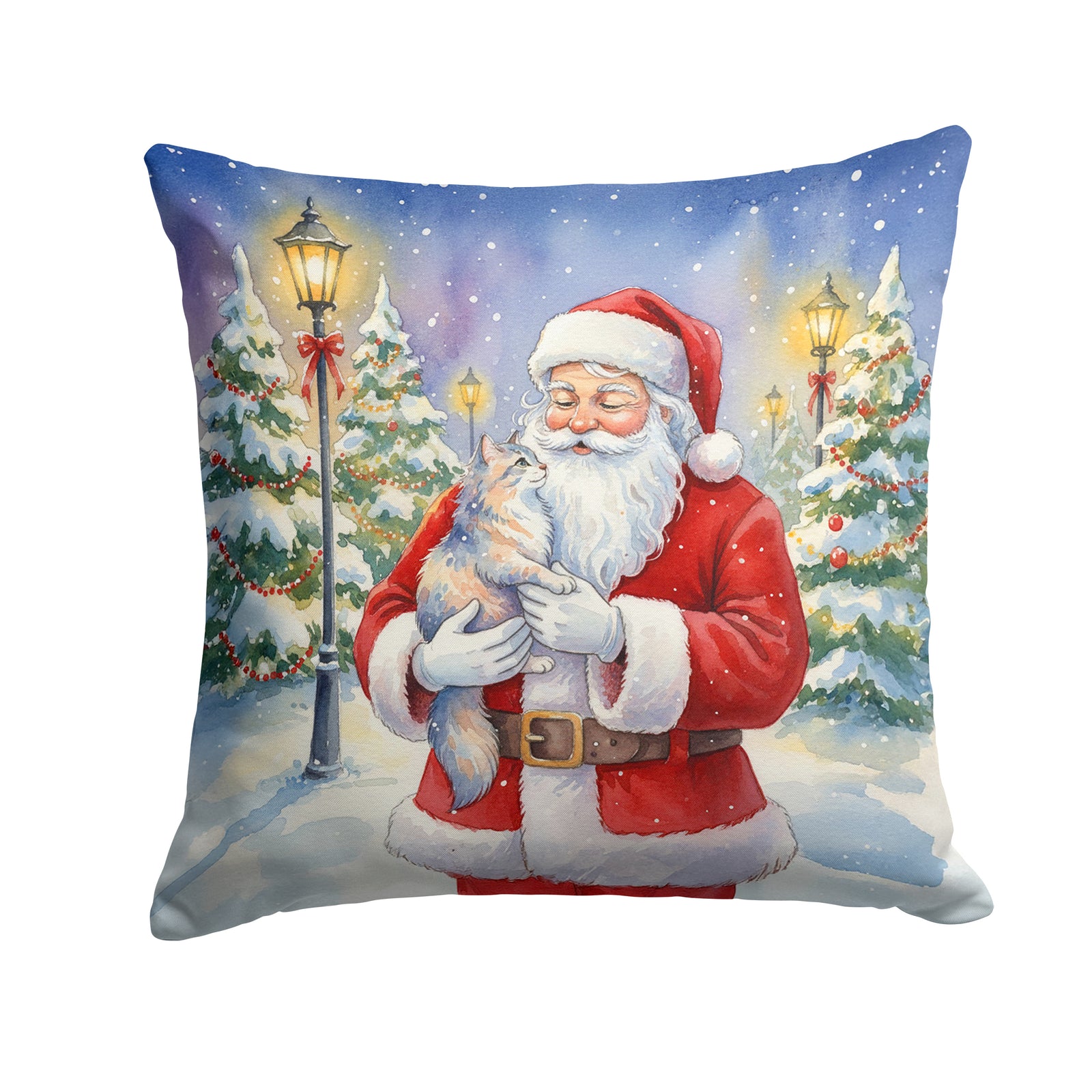 Caroline's Treasures Australian Mist Cat with Santa Claus Throw Pillow