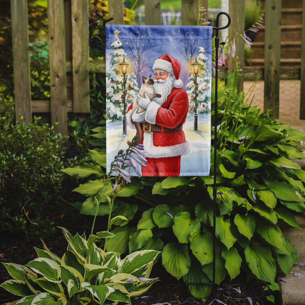 Caroline's Treasures Balinese Cat with Santa Claus Garden Flag