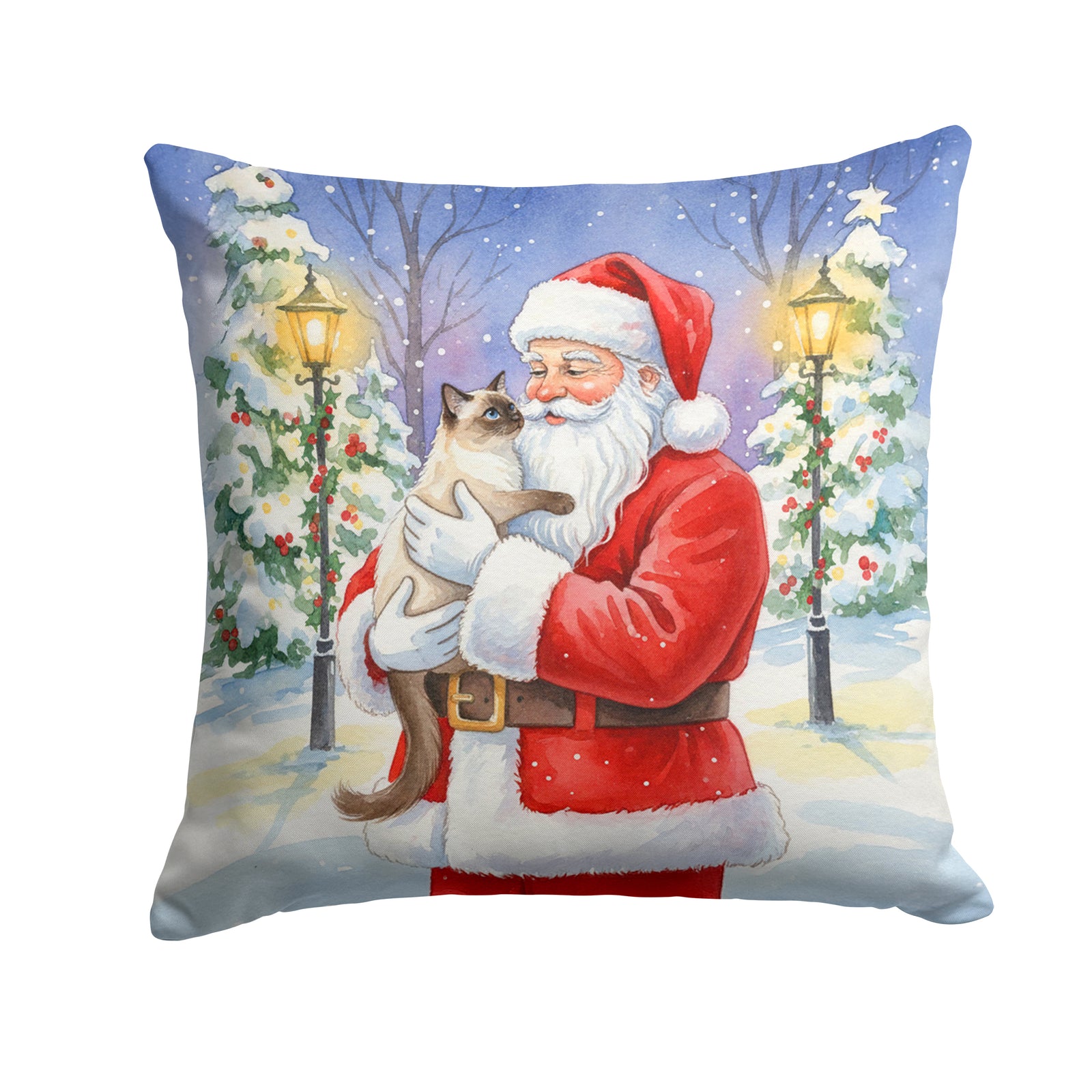 Caroline's Treasures Balinese Cat with Santa Claus Throw Pillow