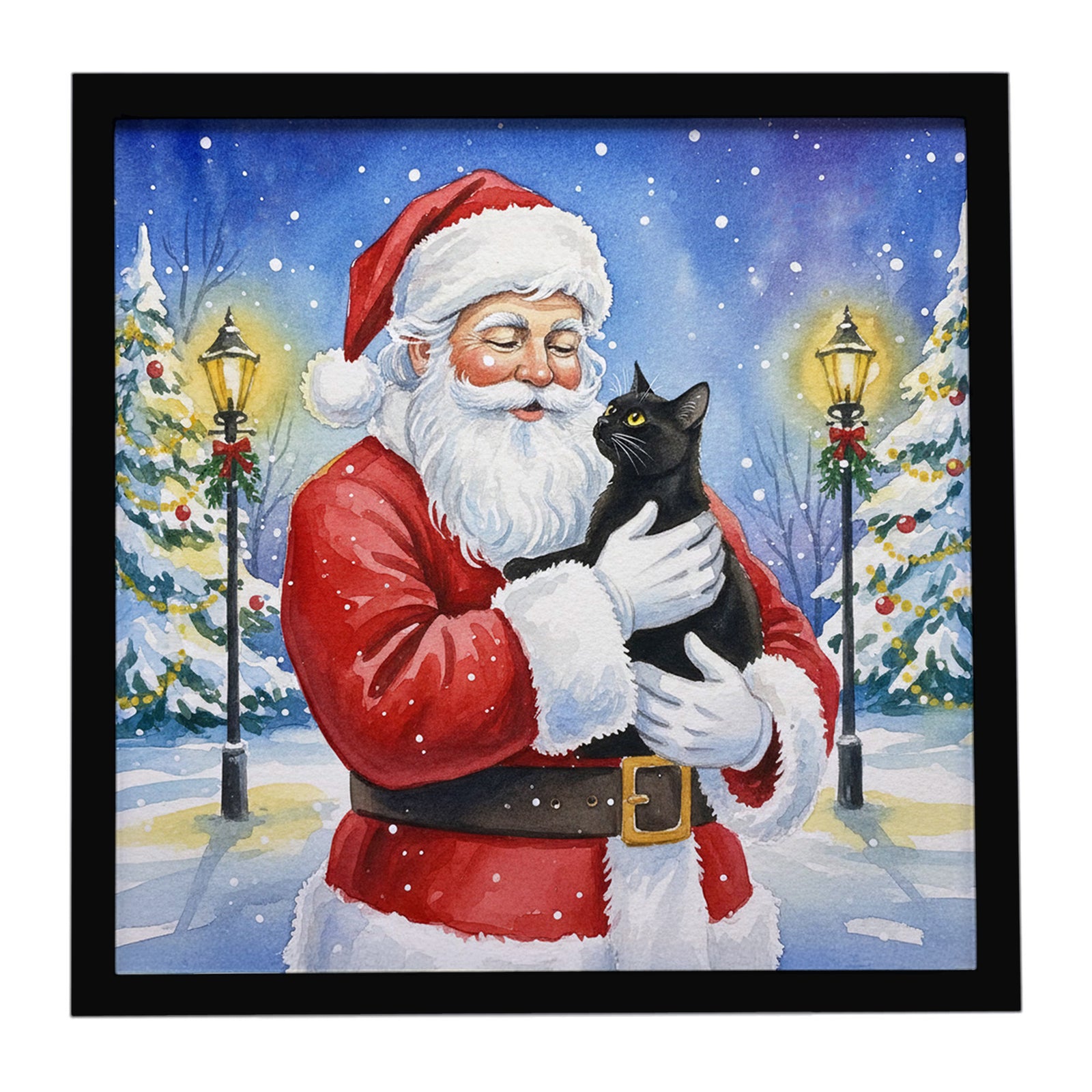 Caroline's Treasures Bombay Cat with Santa Claus Framed Metal Print