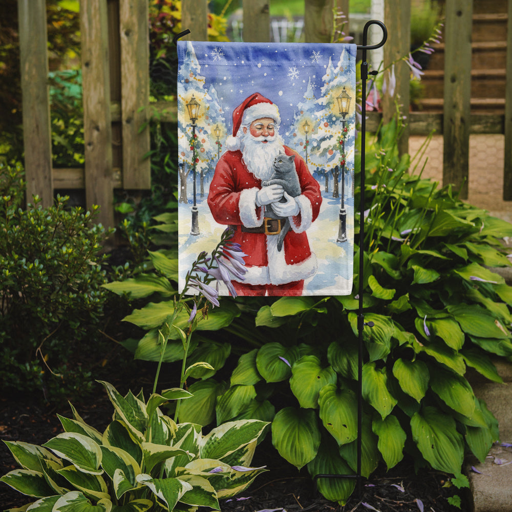 Caroline's Treasures British Shorthair Cat with Santa Claus Garden Flag