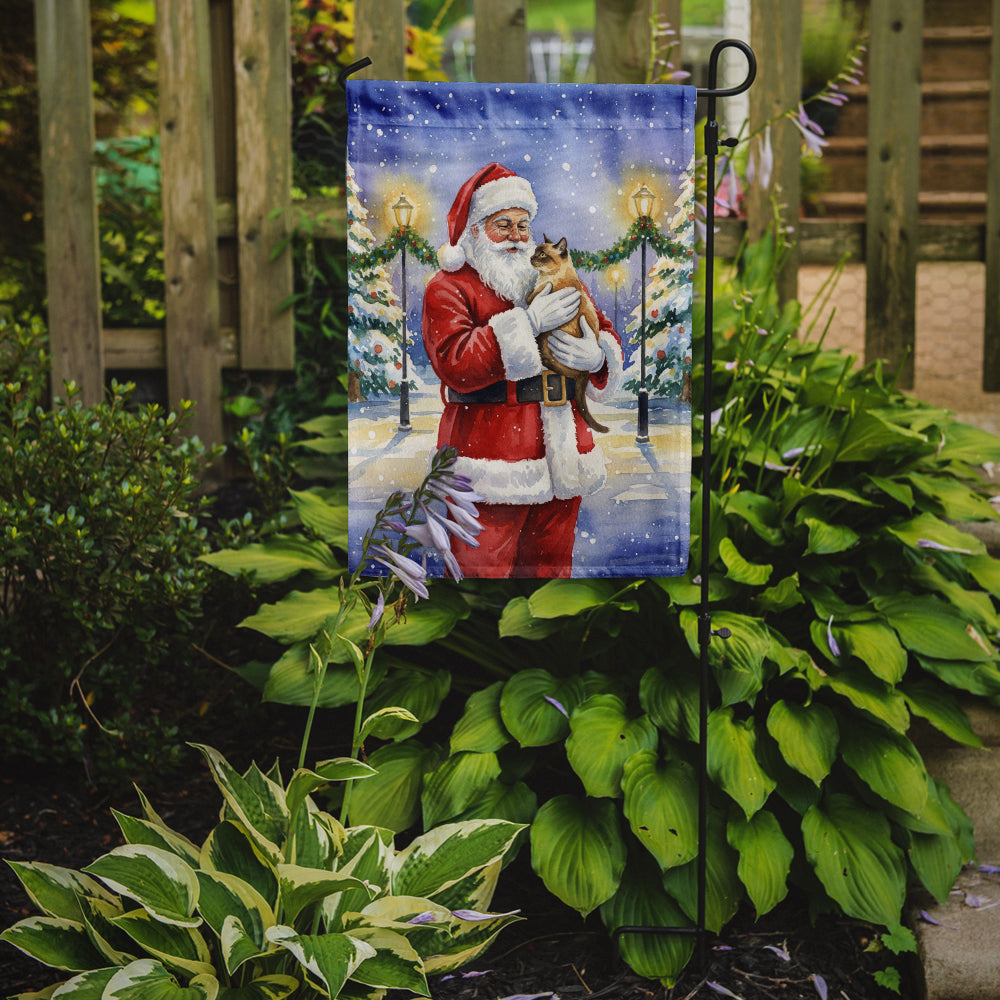 Caroline's Treasures Burmese Cat with Santa Claus Garden Flag