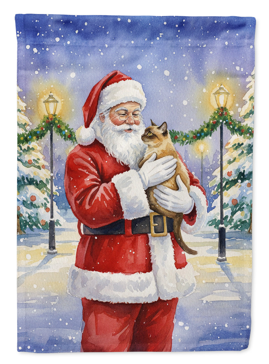 Caroline's Treasures Burmese Cat with Santa Claus Garden Flag