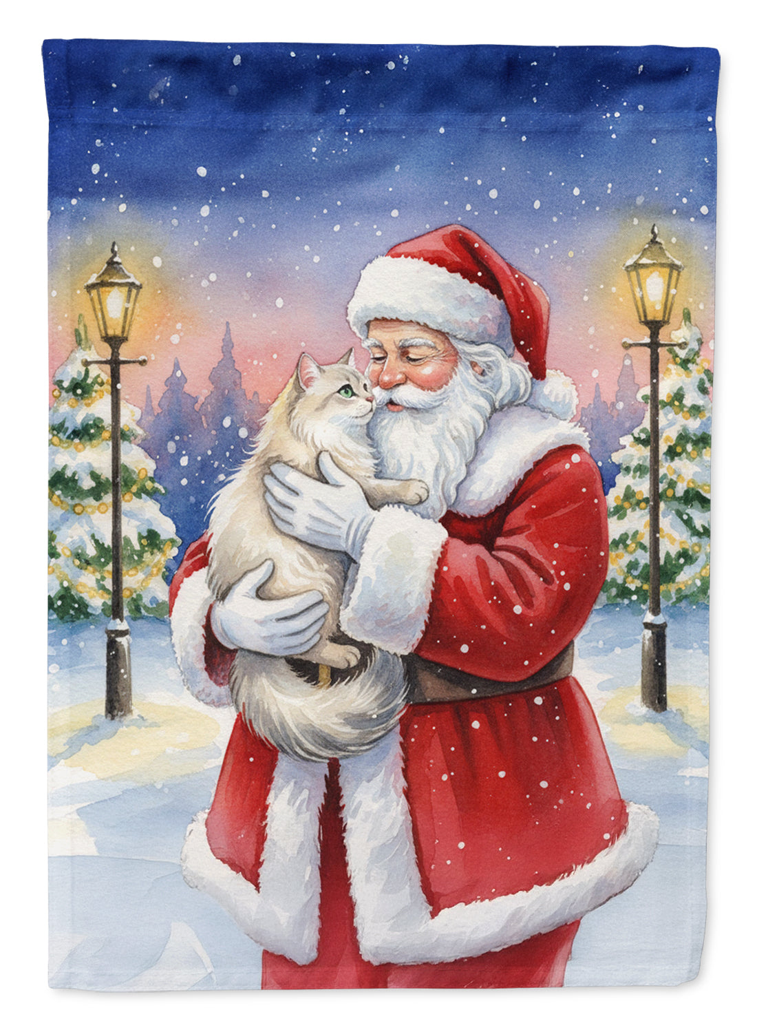 Caroline's Treasures Burmilla Cat with Santa Claus House Flag