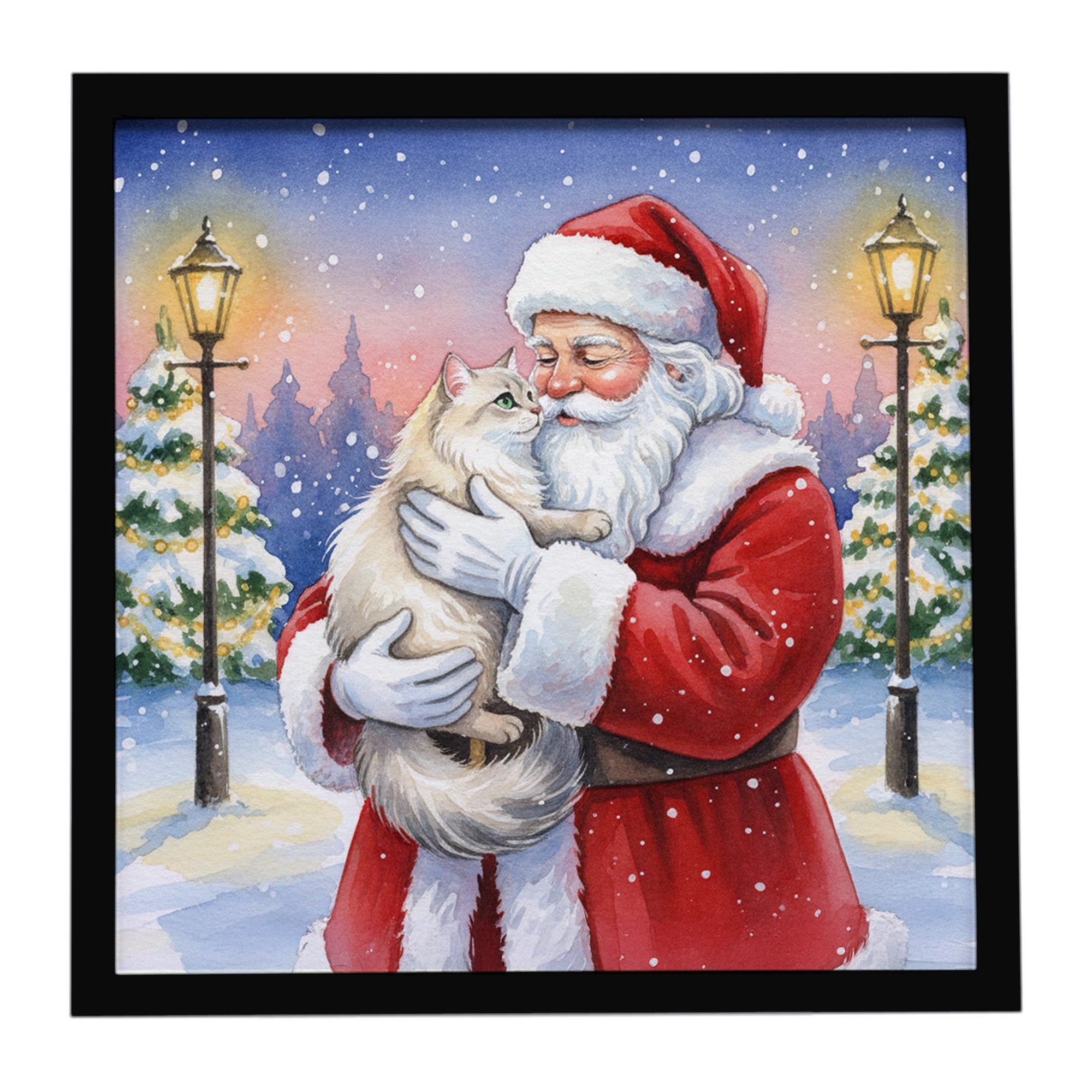 Caroline's Treasures Burmilla Cat with Santa Claus Framed Metal Print