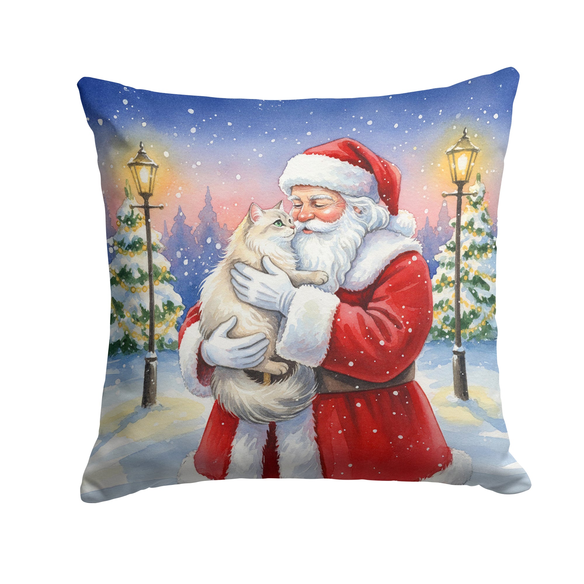 Caroline's Treasures Burmilla Cat with Santa Claus Throw Pillow