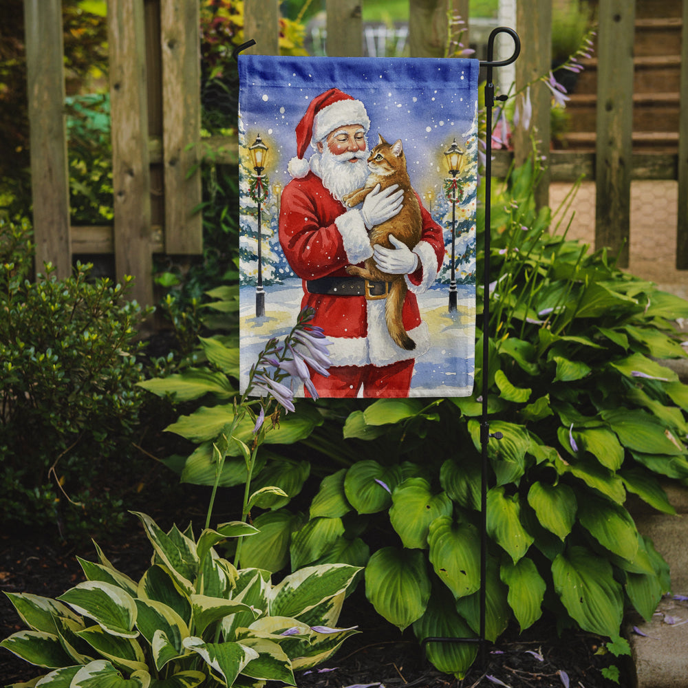 Caroline's Treasures Chausie Cat with Santa Claus Garden Flag