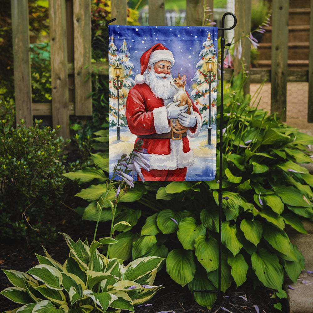 Caroline's Treasures Cornish Rex Cat with Santa Claus Garden Flag