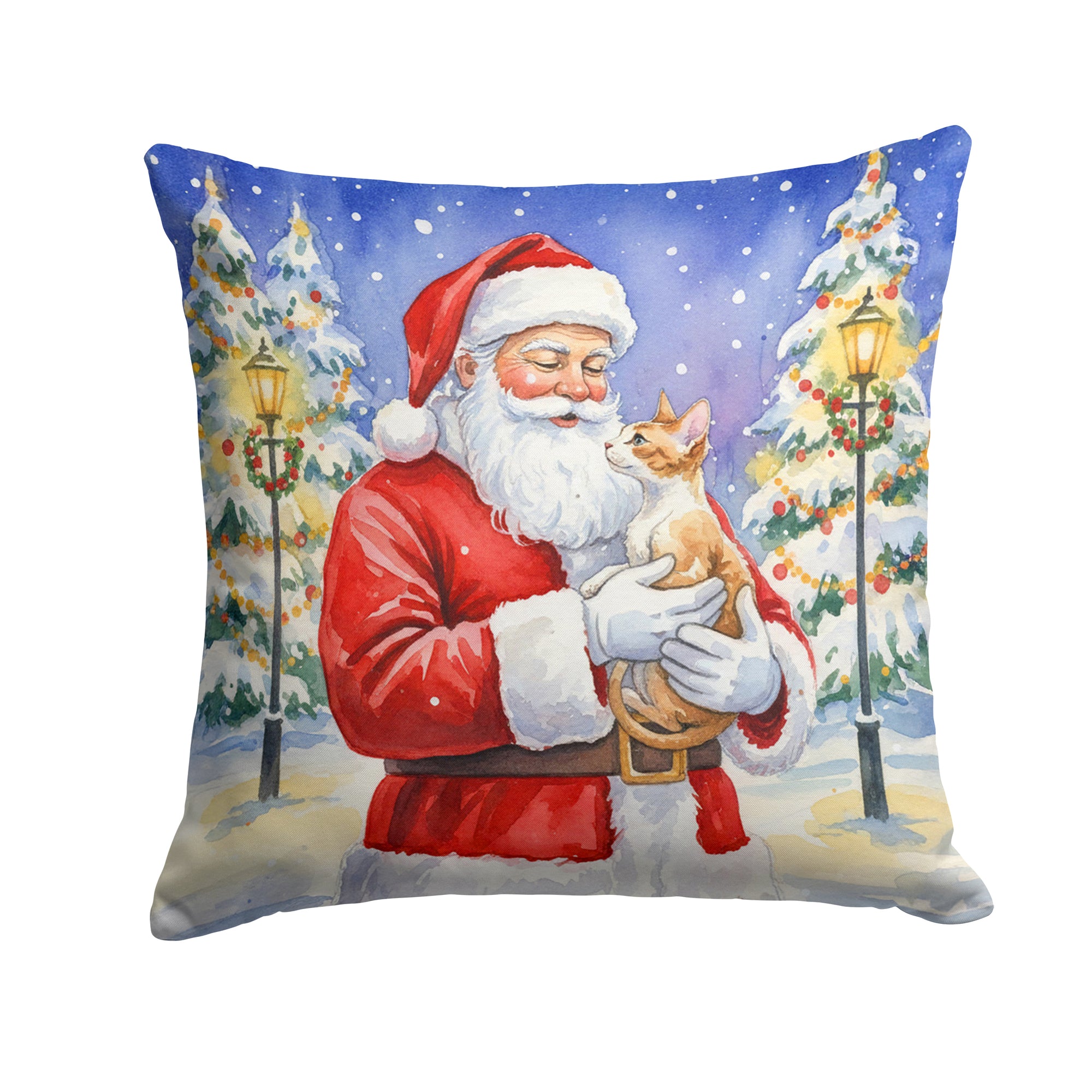 Caroline's Treasures Cornish Rex Cat with Santa Claus Throw Pillow