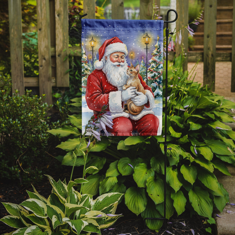 Caroline's Treasures Devon Rex Cat with Santa Claus Garden Flag