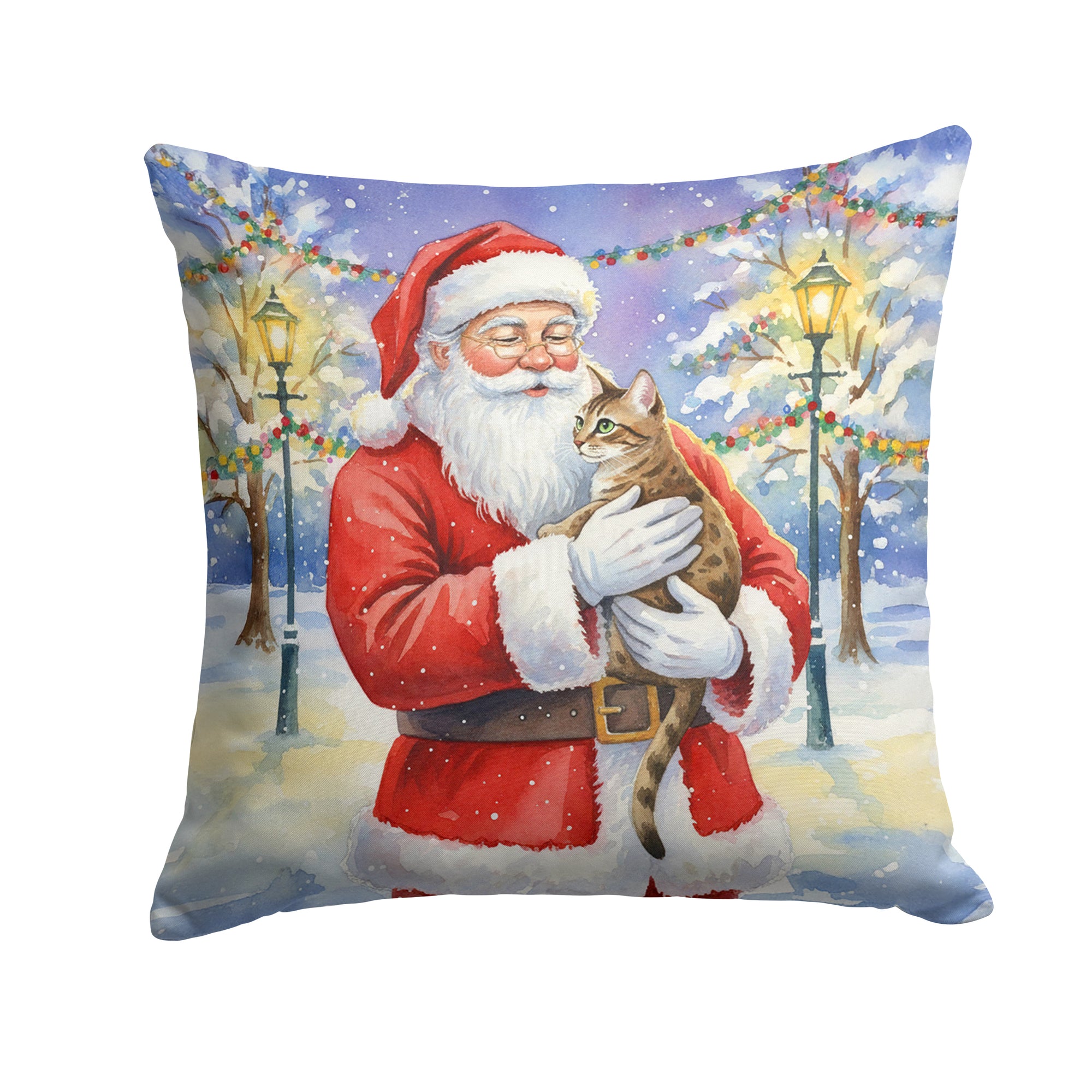 Caroline's Treasures Egyptian Mau Cat with Santa Claus Throw Pillow