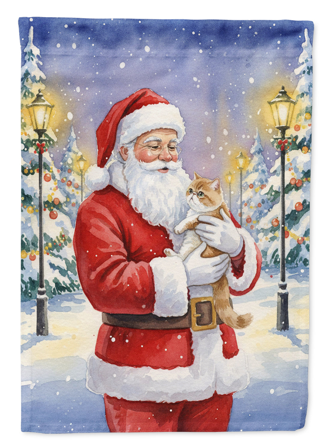 Caroline's Treasures Exotic Shorthair Cat with Santa Claus House Flag