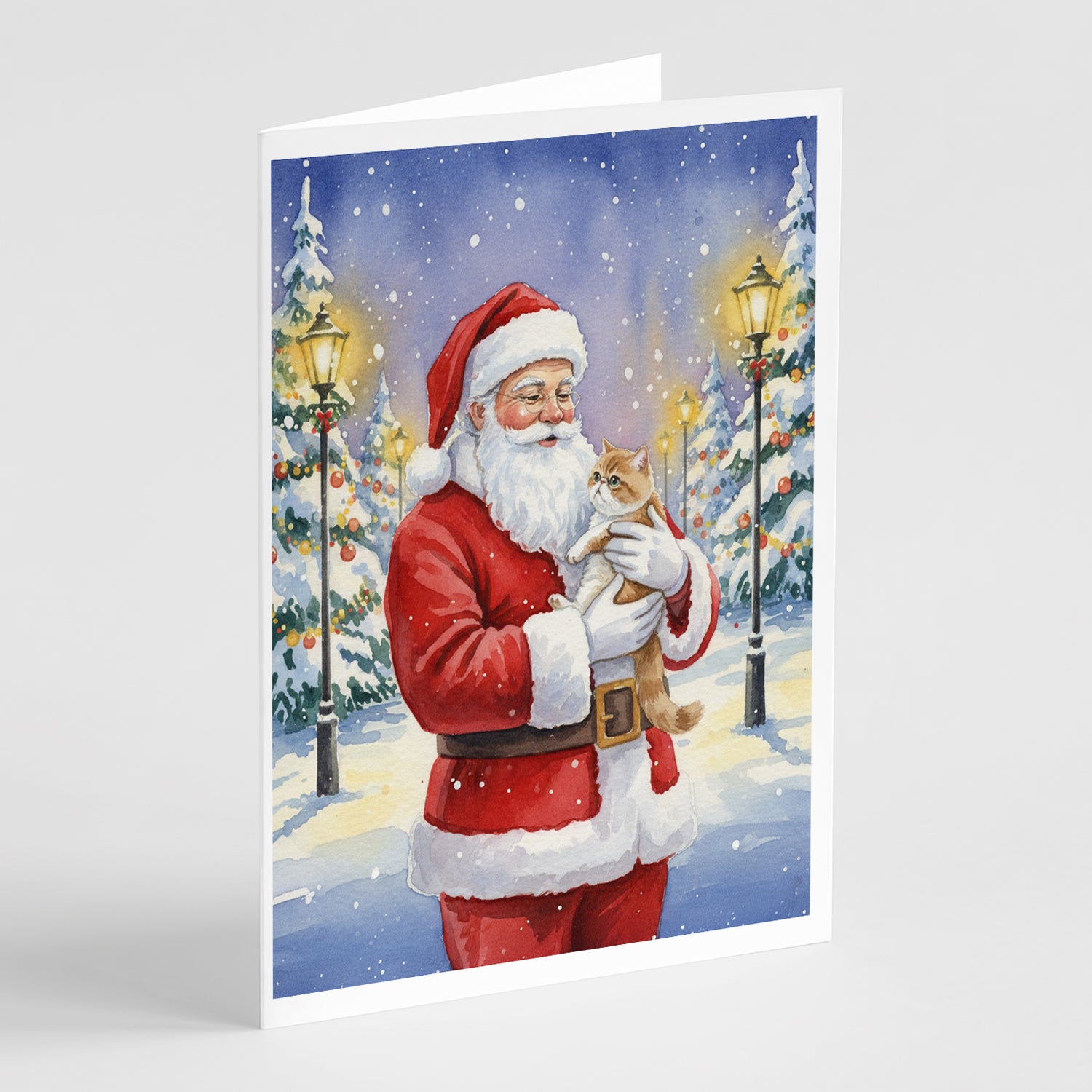 Caroline's Treasures Exotic Shorthair Cat with Santa Claus Greeting Cards Pack of 8