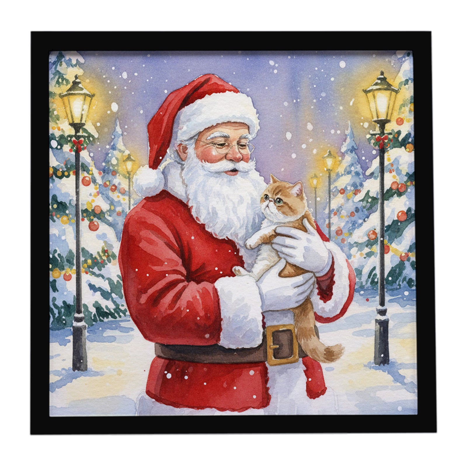 Caroline's Treasures Exotic Shorthair Cat with Santa Claus Framed Metal Print