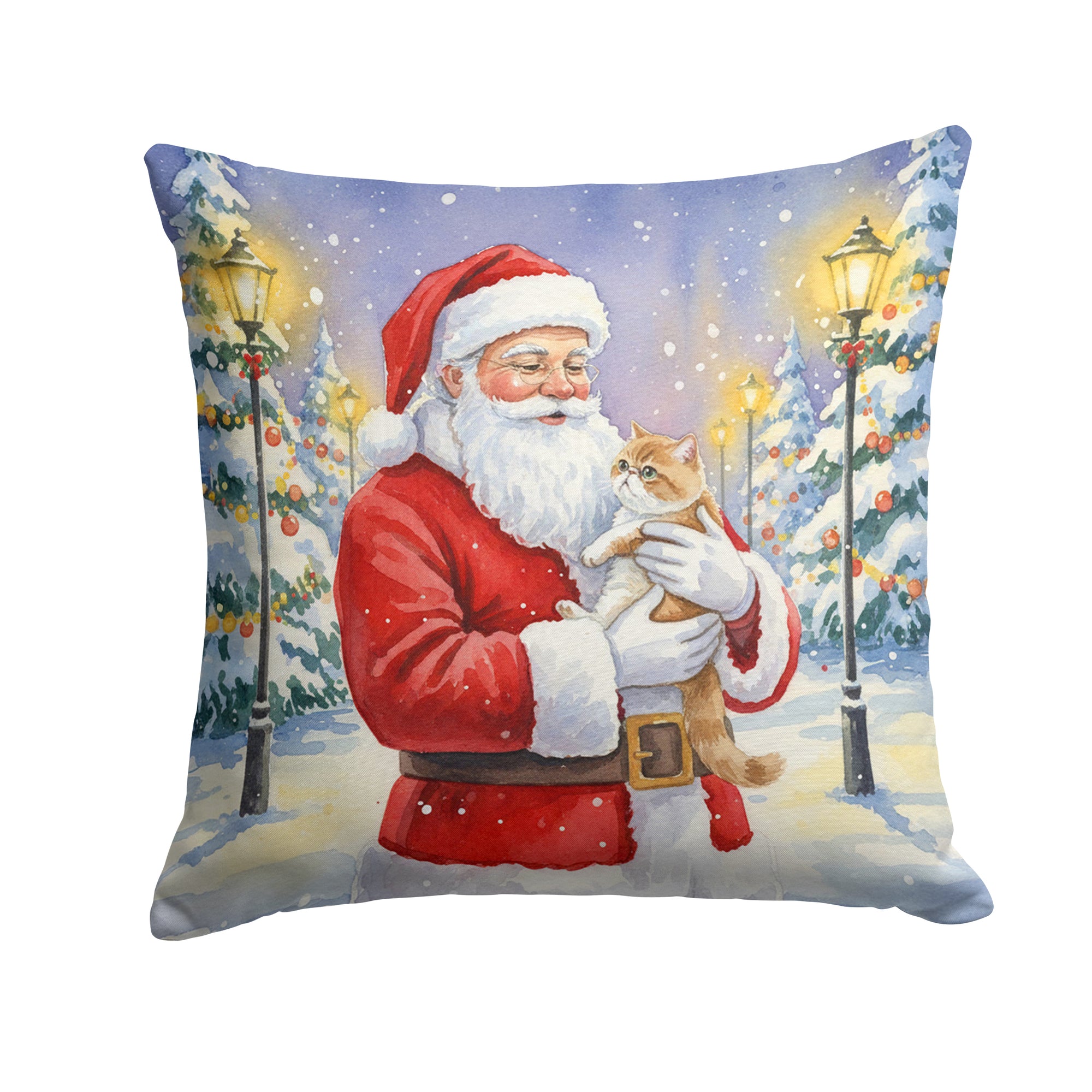 Caroline's Treasures Exotic Shorthair Cat with Santa Claus Throw Pillow