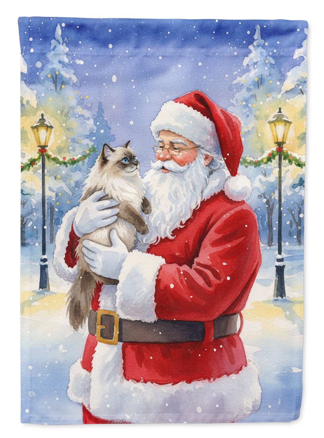 Caroline's Treasures Himalayan Cat with Santa Claus Garden Flag