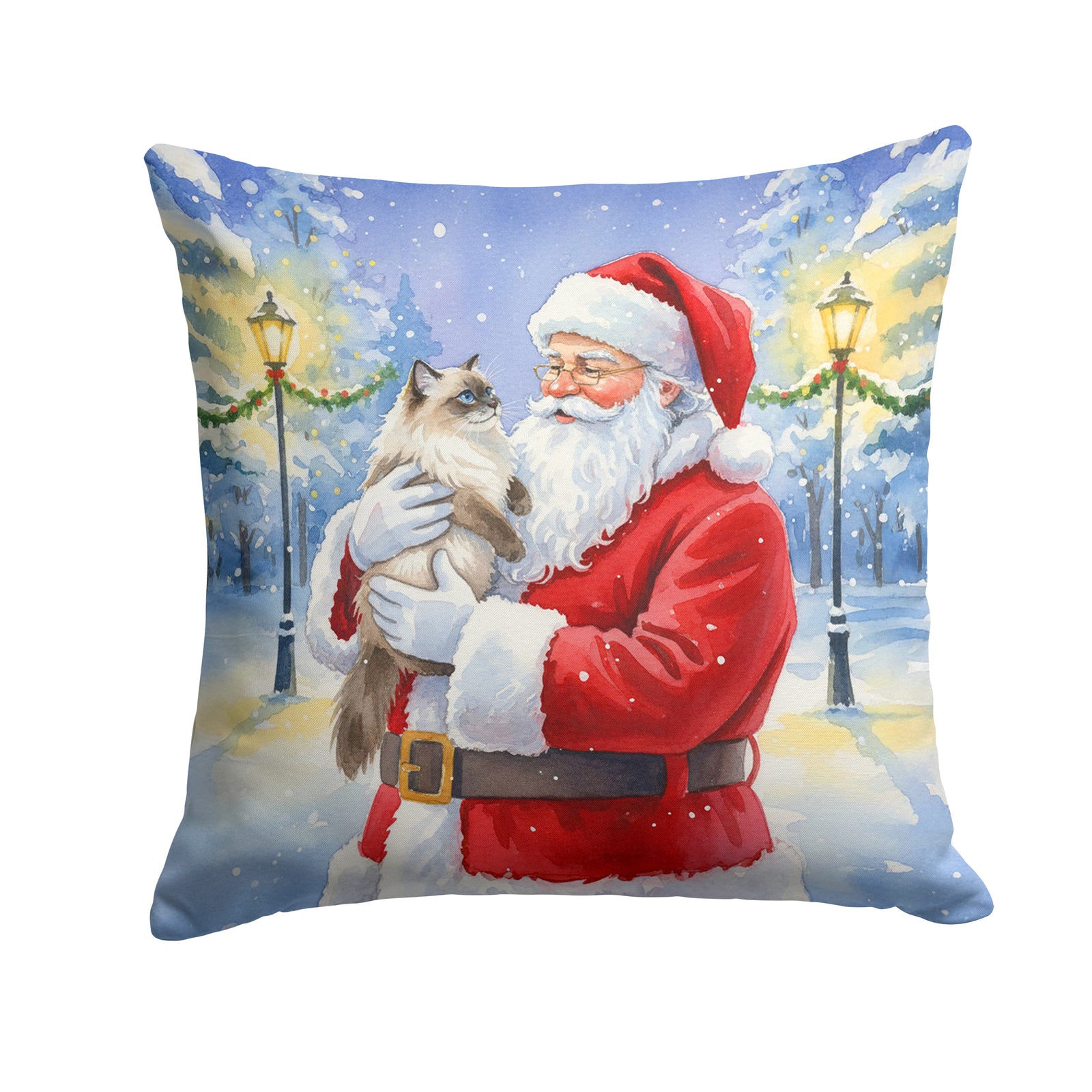 Caroline's Treasures Himalayan Cat with Santa Claus Throw Pillow