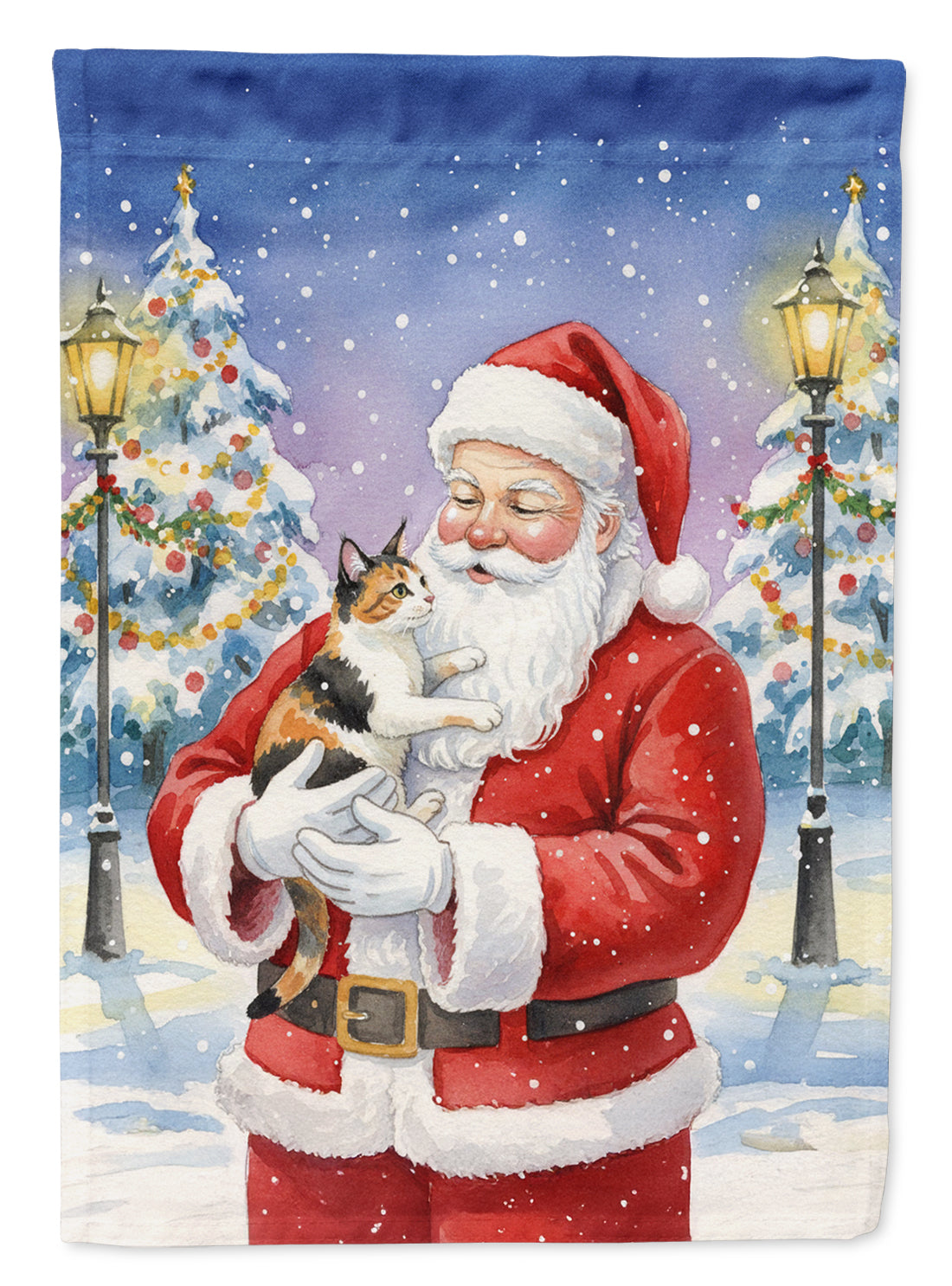 Caroline's Treasures Japanese Bobtail Cat with Santa Claus House Flag