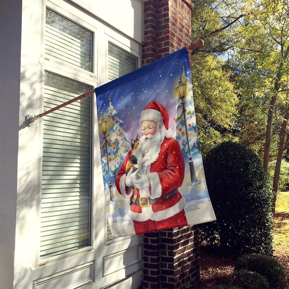 Caroline's Treasures Japanese Bobtail Cat with Santa Claus House Flag