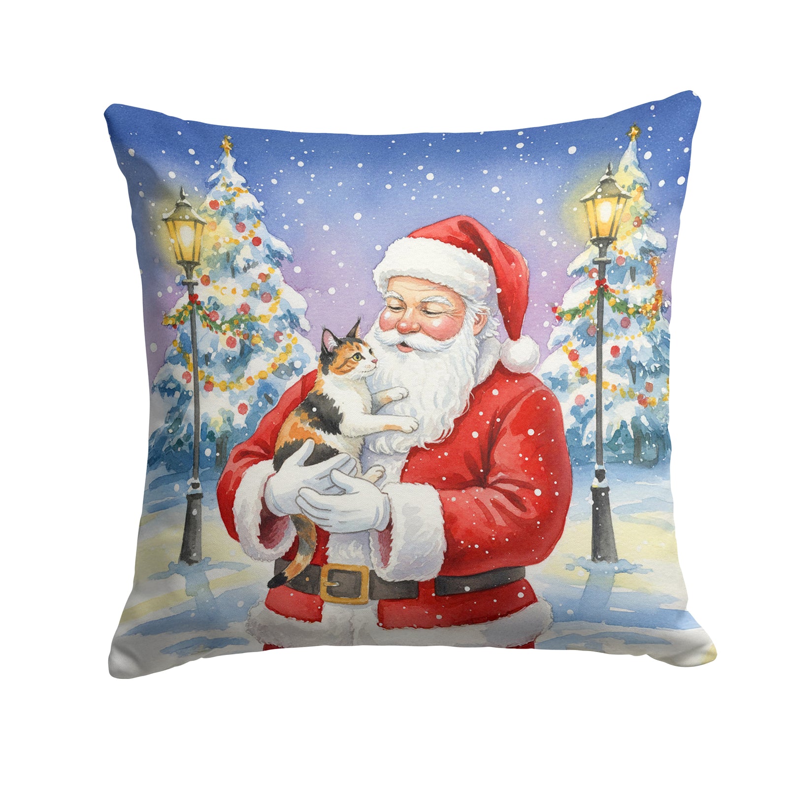 Caroline's Treasures Japanese Bobtail Cat with Santa Claus Throw Pillow