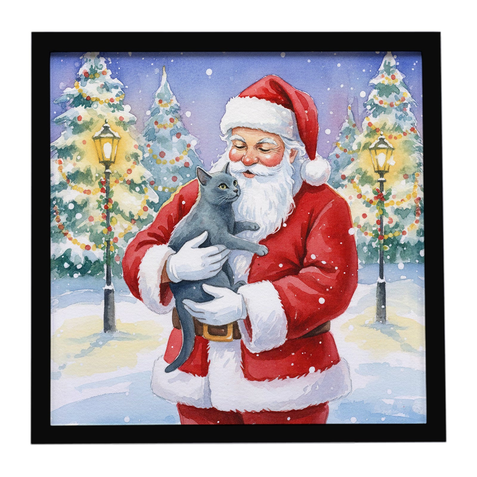 Caroline's Treasures Korat Cat with Santa Claus Framed Metal Print