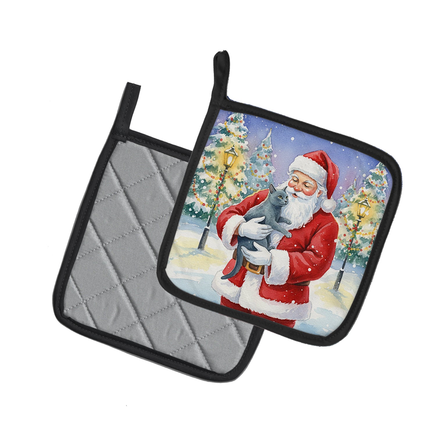 Caroline's Treasures Korat Cat with Santa Claus Pair of Pot Holders