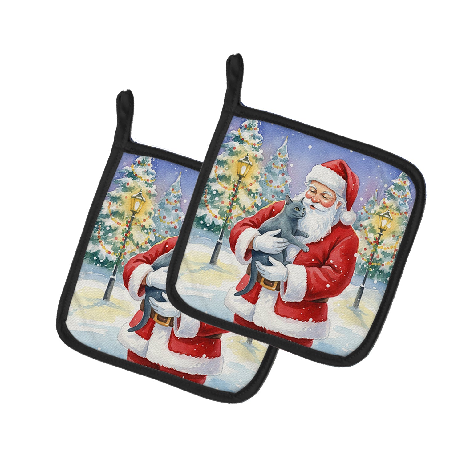 Caroline's Treasures Korat Cat with Santa Claus Pair of Pot Holders