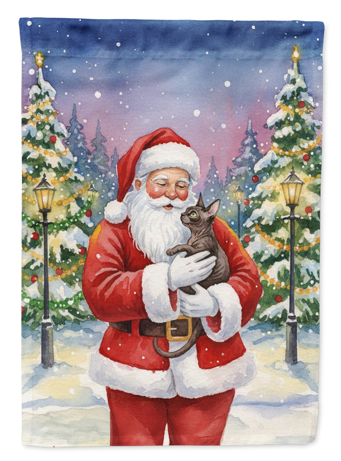 Caroline's Treasures Lykoi Cat with Santa Claus House Flag