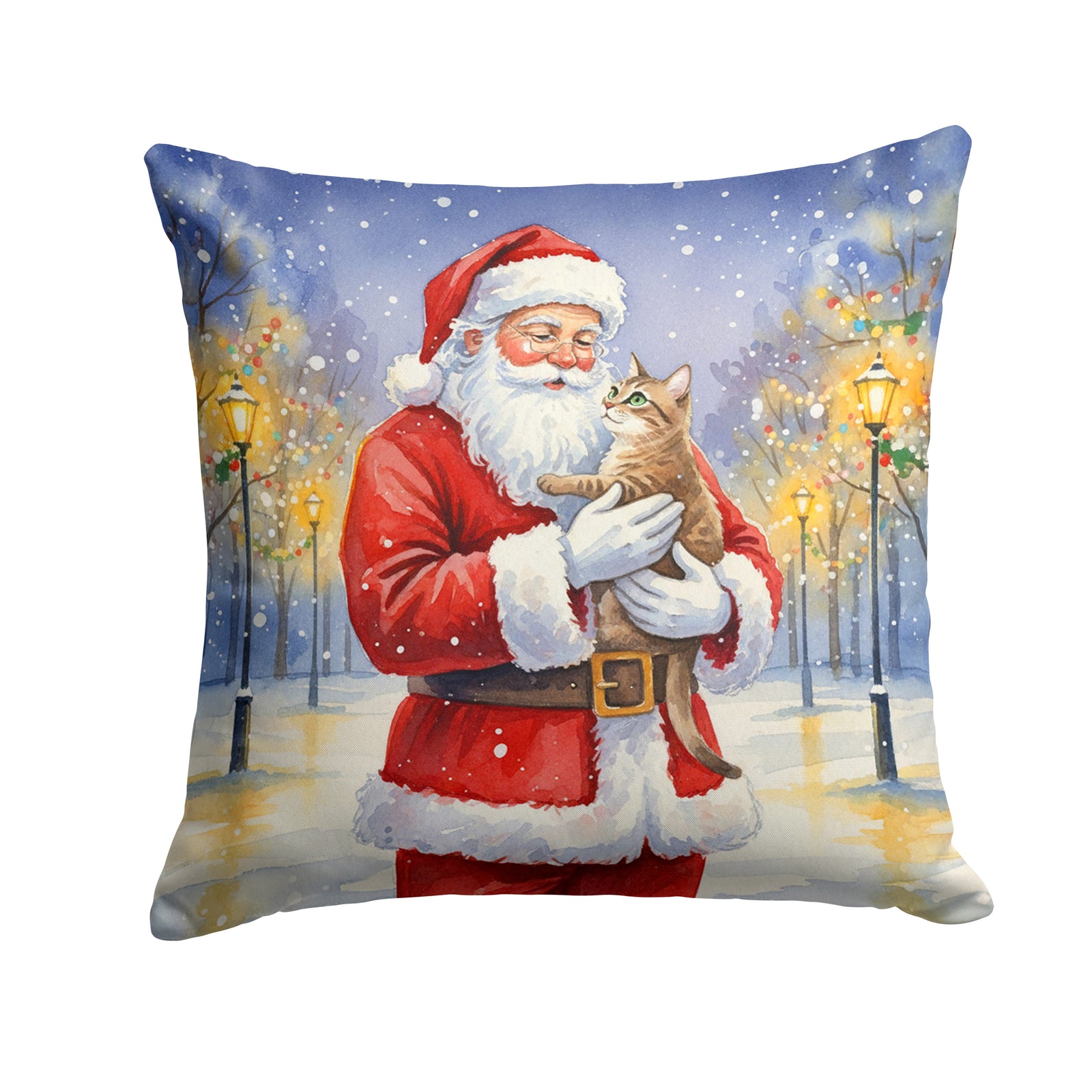 Caroline's Treasures Malayan Cat with Santa Claus Throw Pillow
