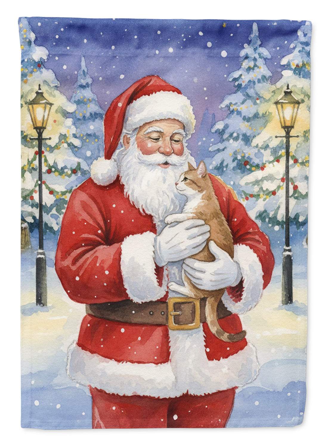 Caroline's Treasures Manx Cat with Santa Claus House Flag