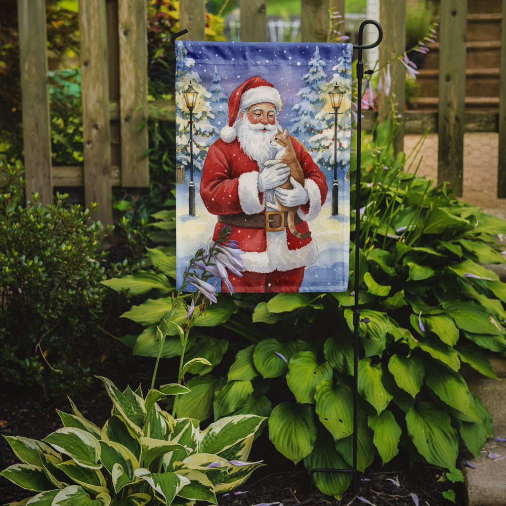 Caroline's Treasures Manx Cat with Santa Claus Garden Flag