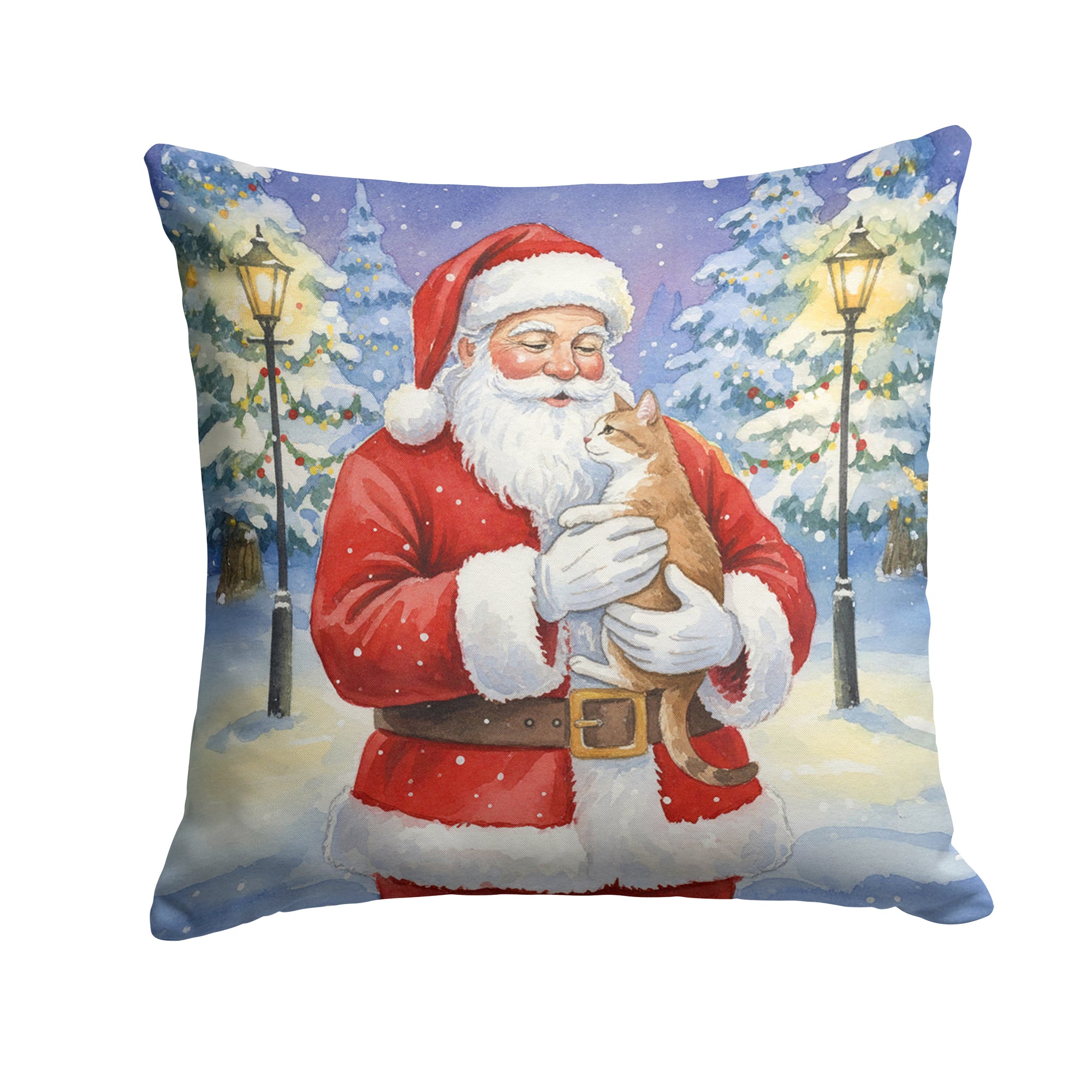 Caroline's Treasures Manx Cat with Santa Claus Throw Pillow